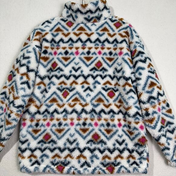 Eddie Bauer Aztec Print Soft Plush Fleece Pullover Sweater 1/4 Zip Size Large - Picture 4 of 7